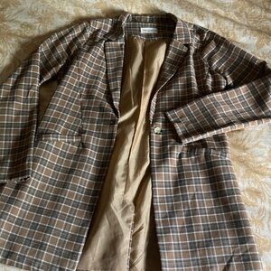 Brown Plaid Women's Blazer